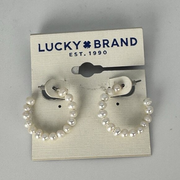 Lucky Brand Pearl Hoop Earrings NWT - Picture 6 of 8